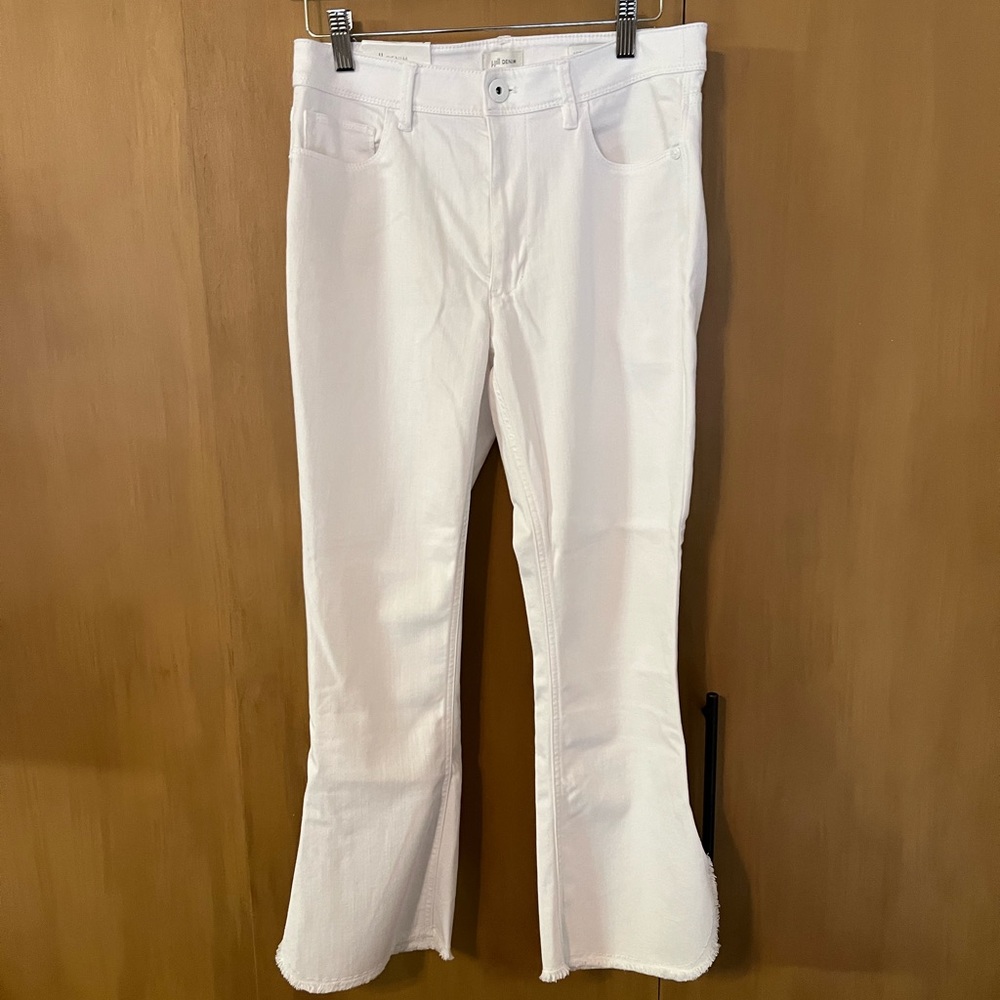 JJill high-rise cropped raw tulip hem jeans, NET, misses 6